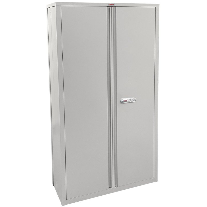 Phoenix armoire d'archivage pliable en acier, 3 tablettes, serrure électronique, gris clair